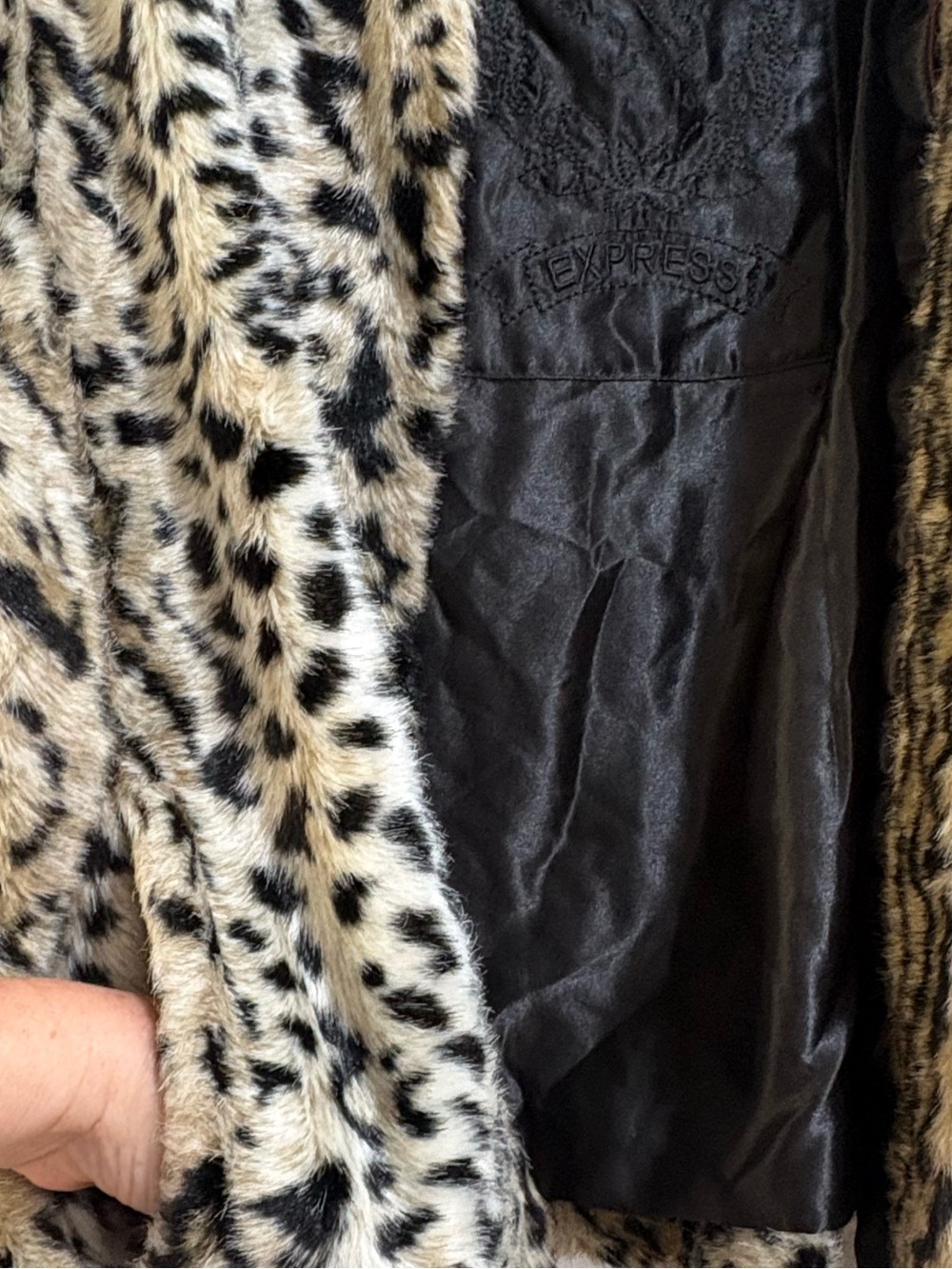 Express Leopard-Print Faux Fur Short Jacket in Cream and Black - Picture 5 of 7